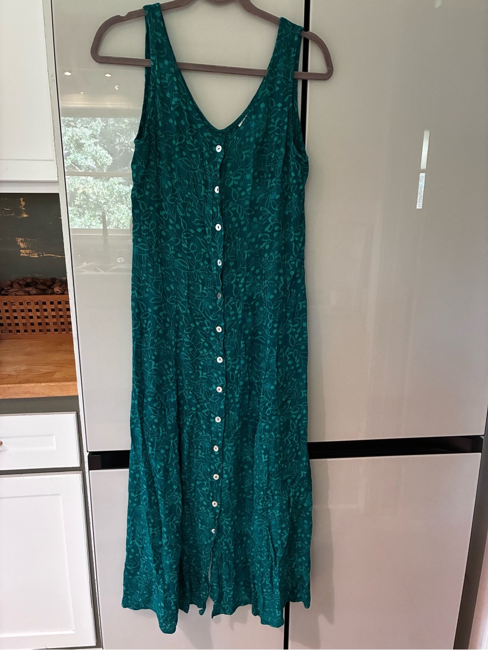 Vintage 1990’s Teal Button-Front Maxi Dress, tie in back 8
